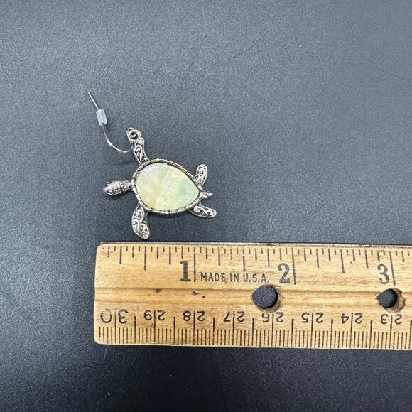 Sea Turtle Dangle Earrings Yellow Shell Inlay Fishhook Beach Ocean Nautical - Picture 6 of 6